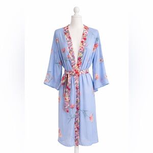 Floral Blue Kimono Robe